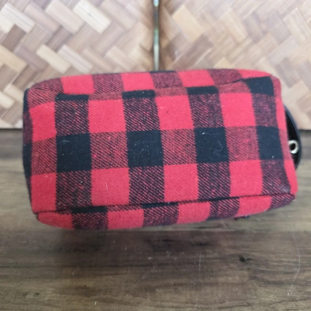 Cosmetics Bag Red & Black Buffalo Plaid Check Zipper Toiletry Bag Travel Flannel
